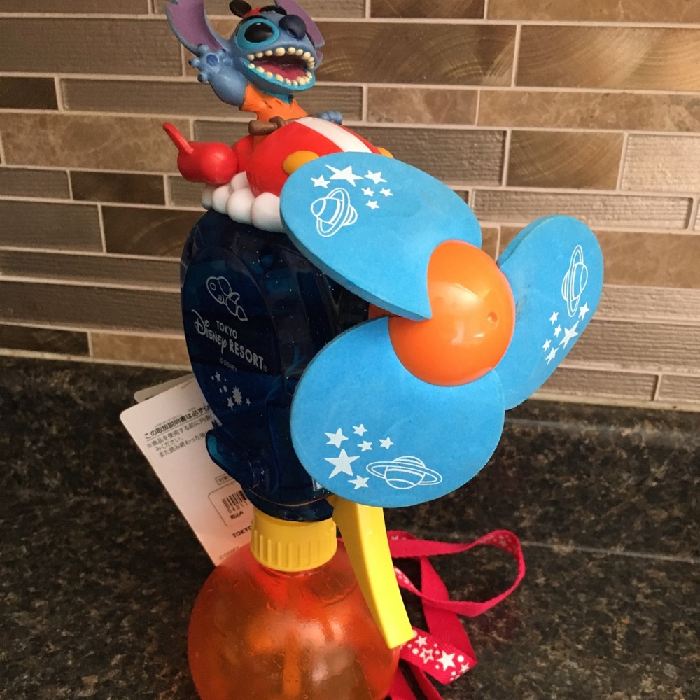Disney Tokyo Resort Lilo & Stitch Spray Bottle with Fan Water Misting & Laynard